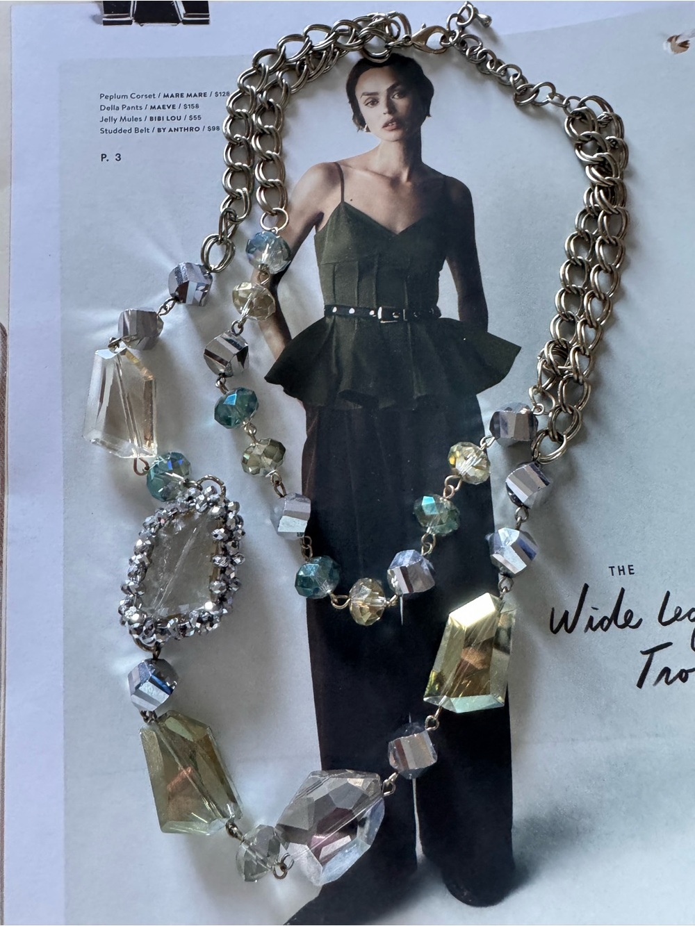 Crystal Pendant bold Statement Necklace in Silver - Picture 1 of 3